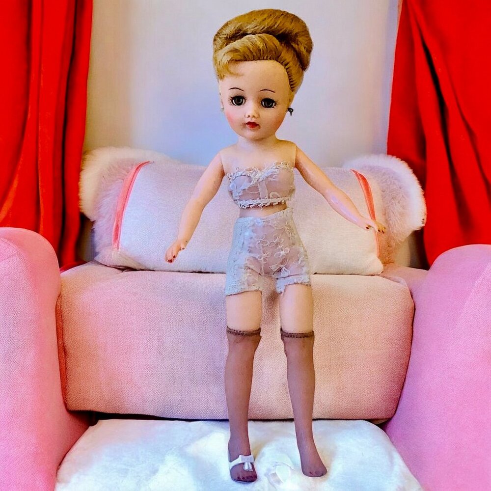 Vtg 1950s Ideal Little Miss Revlon Doll Blonde Hair Lingerie Girdle VT-10.5 .